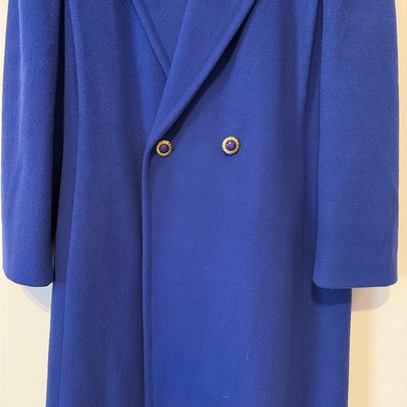 John Weitz Vintage Vibes 60s Inspired Sapphire Blue Wool Women's Pea Coat - Picture 5 of 16